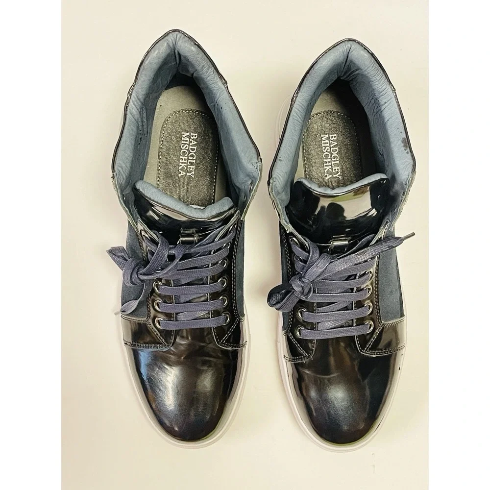 Badgley Mischka DOUGLAS PATENT HIGH-TOP SNEAKER Navy BJ802C12~ Size 11.5
